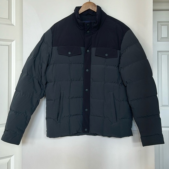 Lands' End Men's Quilted Down Feather Puffer Bomber Jacket Outdoor Gorpcore L - Picture 1 of 7